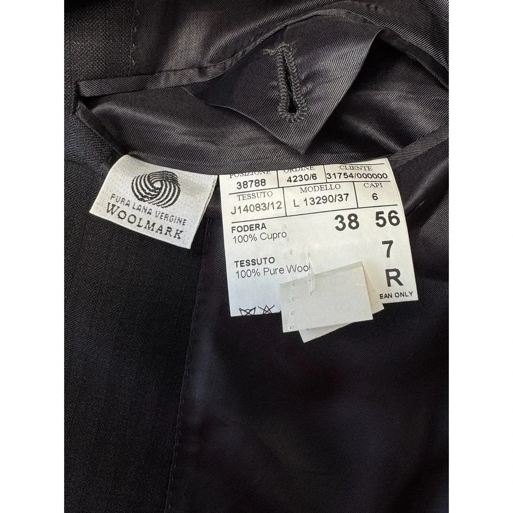 Canali Mens Pinstripe Blazer Charcoal Grey Pure Wool Water Resistant 56R Italy